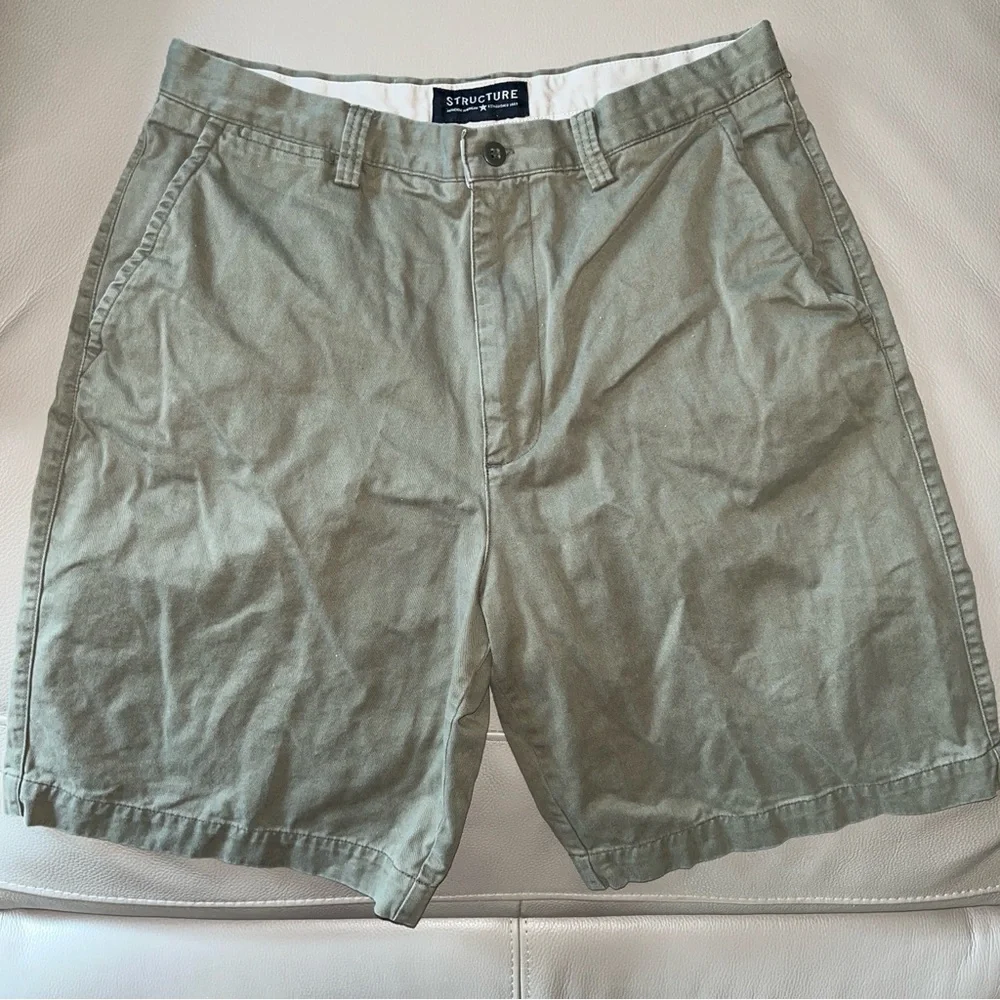 3 CHINO CLASSIC FIT Cotton Shorts Flat Front(khaki/green),Pleated(gray) sz Men34 - Picture 2 of 13